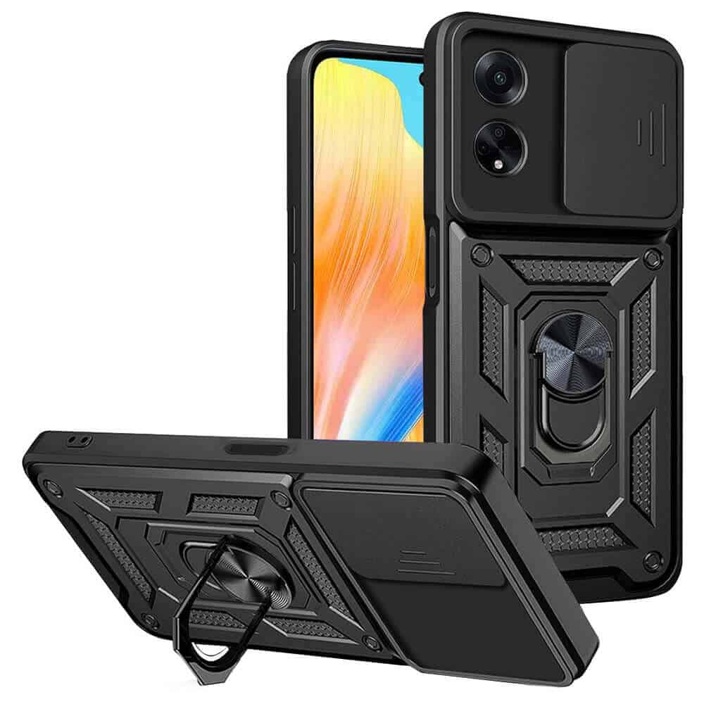 For Oppo A38 A58 4G Anti Scratch Rugged Magnetic Car Mount Ring Shockproof Heavy Duty Cover (Black) For Oppo A38 A58 4G Anti Scratch Rugged Magnetic Car Mount Ring Shockproof Heavy Duty Cover (Black)